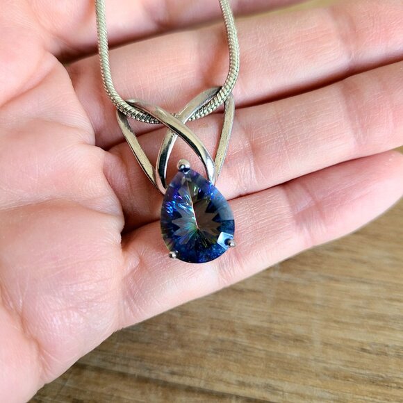 Rainbow Mystic Topaz sterling silver necklace. - Picture 6 of 9